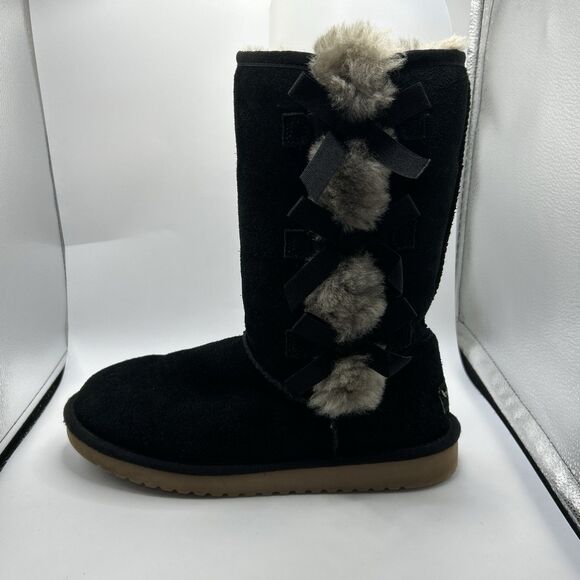 KOOLABURRA BY UGG VICTORIA TALL BLACK SOFT SUEDE FUR WOMENS BOOTS SIZE US 10 - Picture 2 of 16